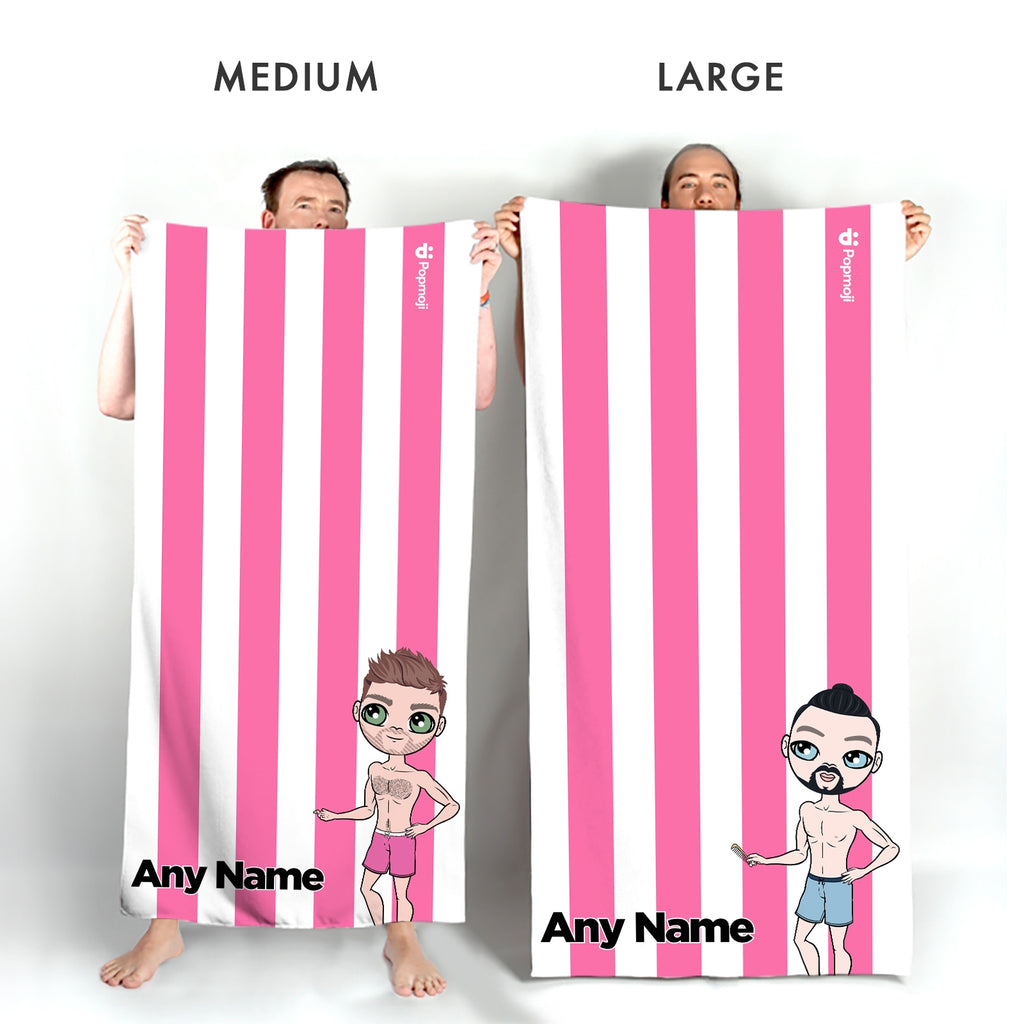 MrCB Personalised Pink Stripe Beach Towel - Image 4