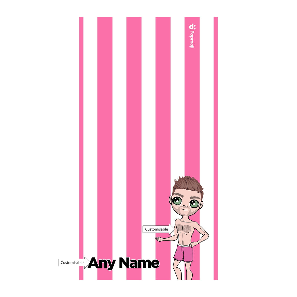 MrCB Personalised Pink Stripe Beach Towel - Image 2