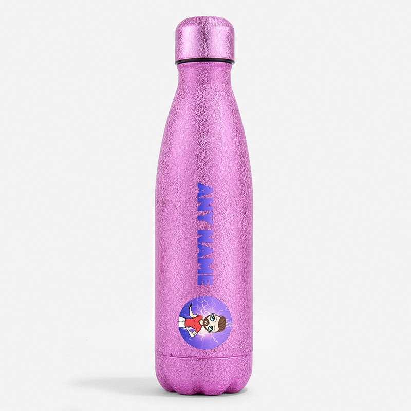 MrCB Pink Glitter Water Bottle Lightning - Image 1