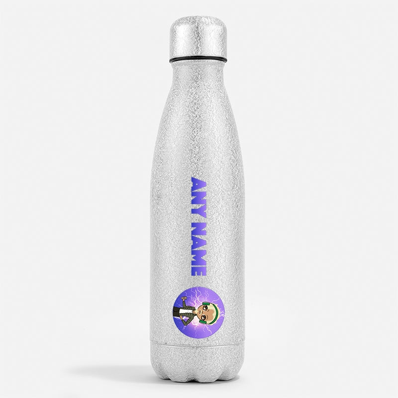 MrCB Silver Glitter Water Bottle Lightning - Image 1