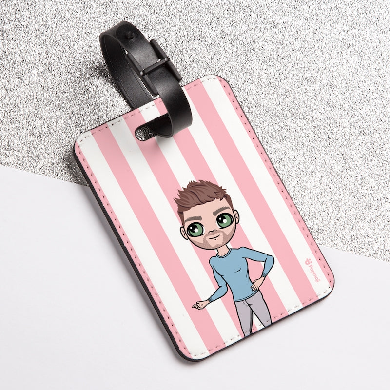 MrCB Personalised Light Pink Stripe Luggage Tag - Image 1