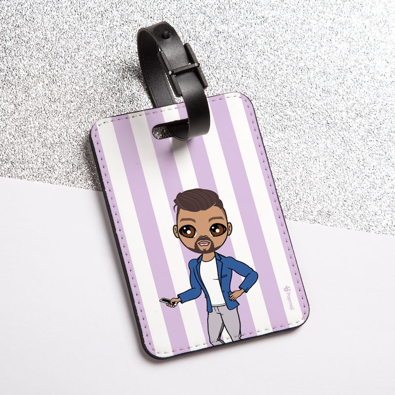 MrCB Personalised Lilac Stripe Luggage Tag - Image 1