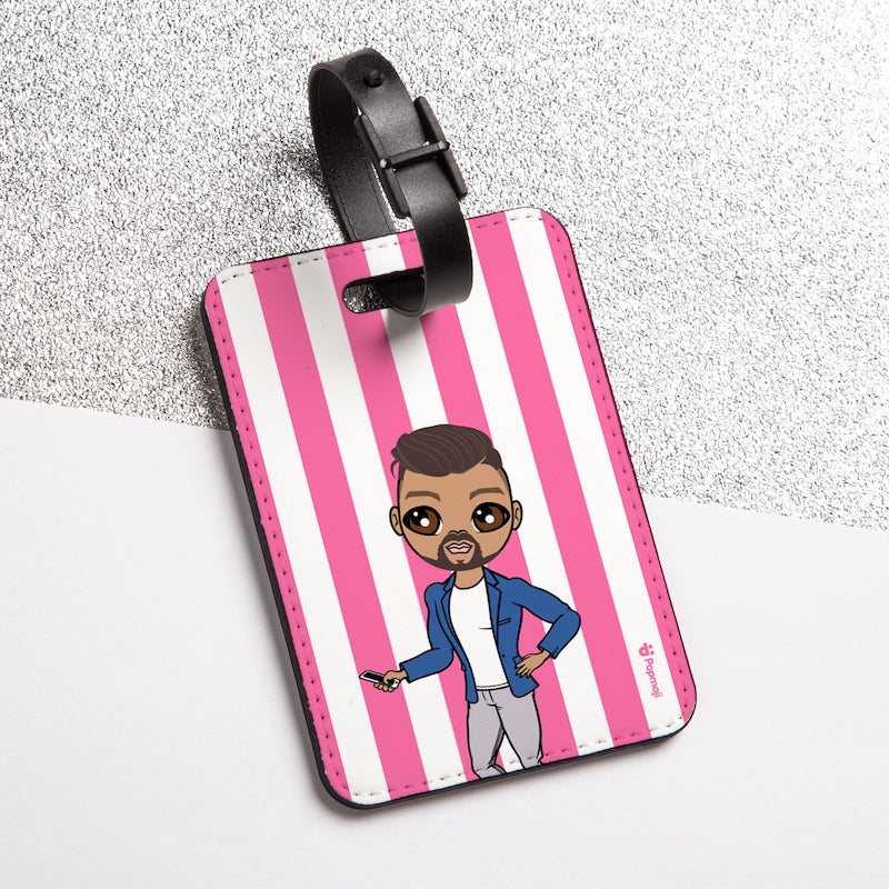 MrCB Personalised Pink Stripe Luggage Tag - Image 1