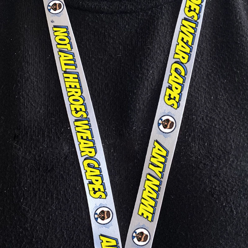 MrCB Personalised Not All Heroes Wear Capes Lanyard With Safety Release - Image 1