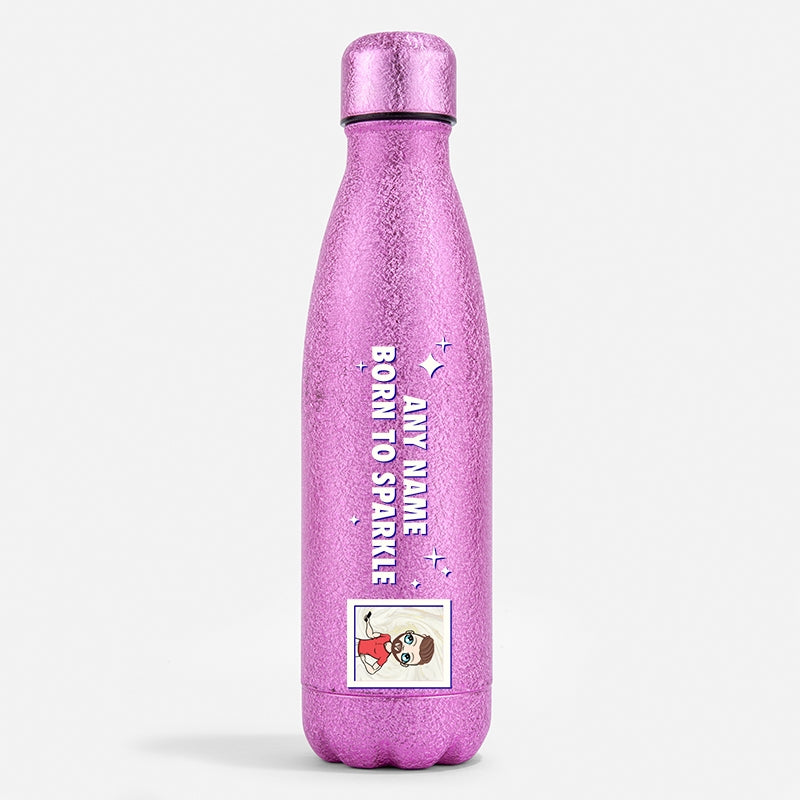 MrCB Pink Glitter Water Bottle Born To Sparkle - Image 1