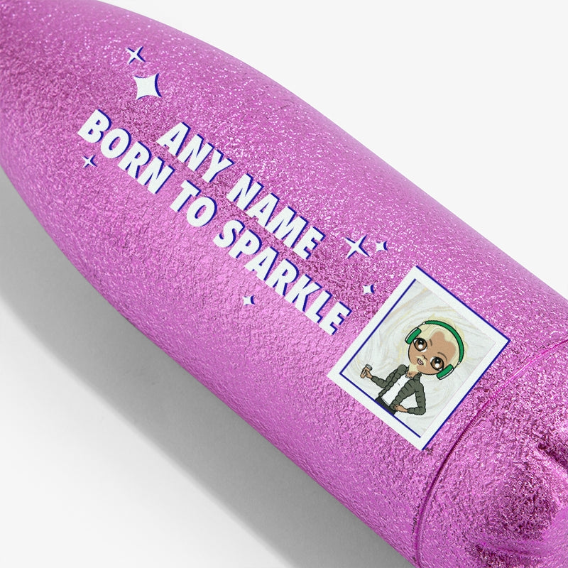 MrCB Pink Glitter Water Bottle Born To Sparkle - Image 2