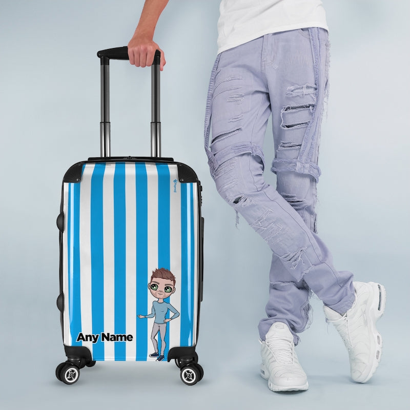 MrCB Personalised Blue Stripe Suitcase - Image 5