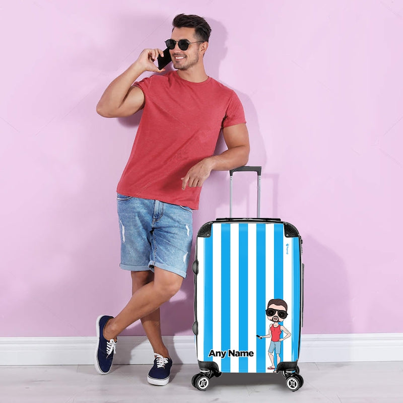 MrCB Personalised Blue Stripe Suitcase - Image 1