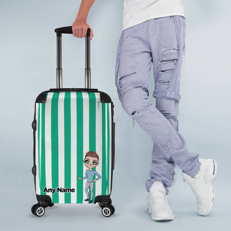 MrCB Personalised Green Stripe Suitcase - Image 1