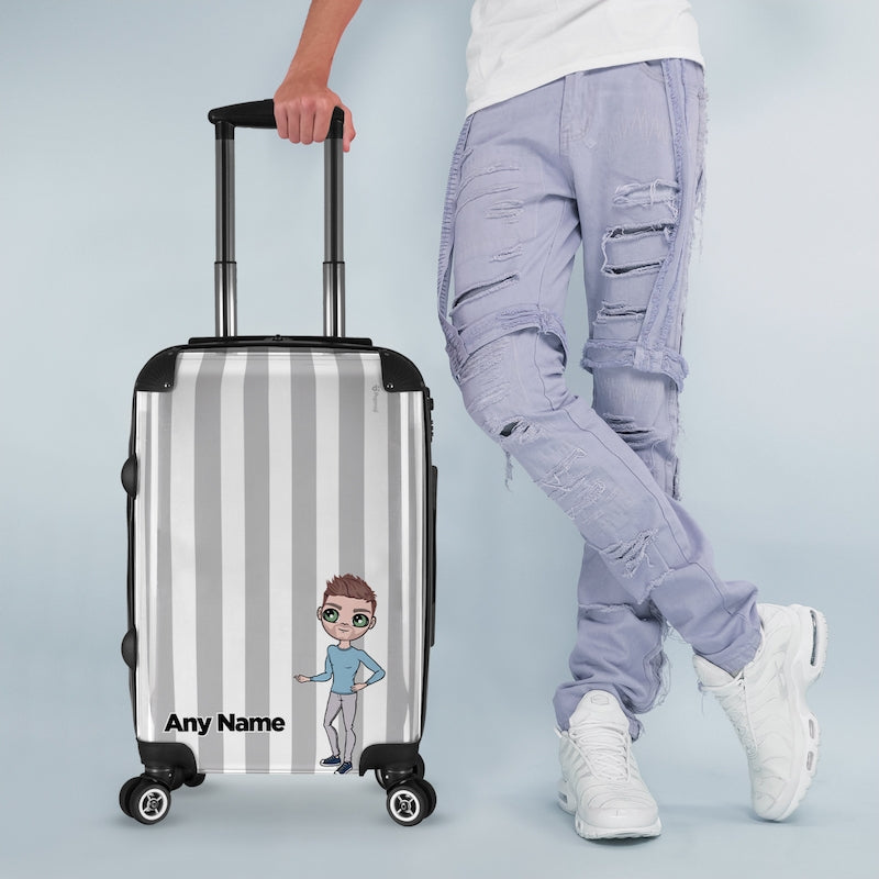 MrCB Personalised Grey Stripe Suitcase - Image 3