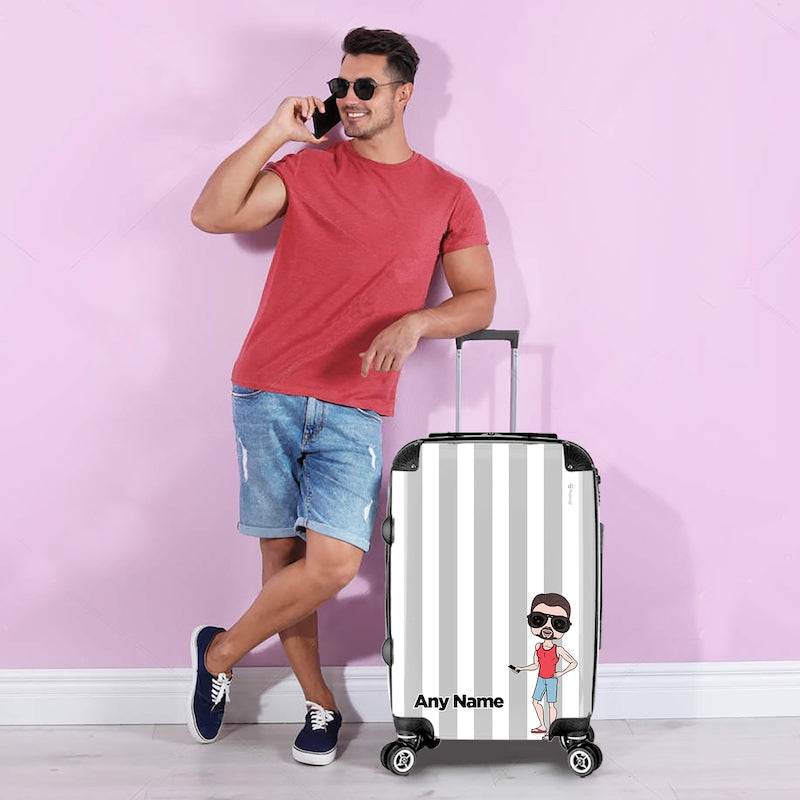 MrCB Personalised Grey Stripe Suitcase - Image 5
