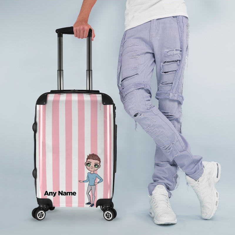 MrCB Personalised Light Pink Stripe Suitcase - Image 2