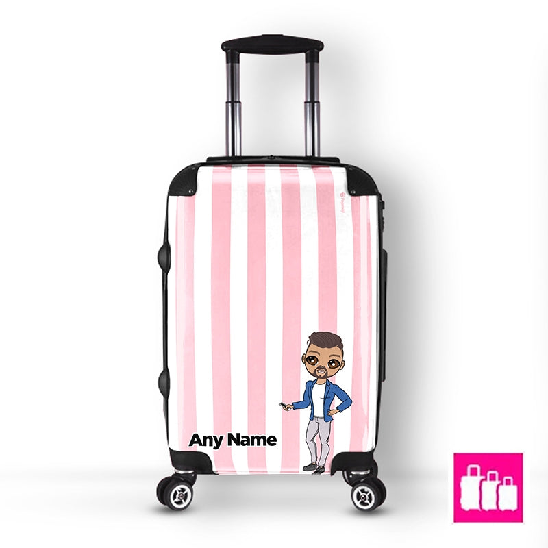MrCB Personalised Light Pink Stripe Suitcase - Image 1