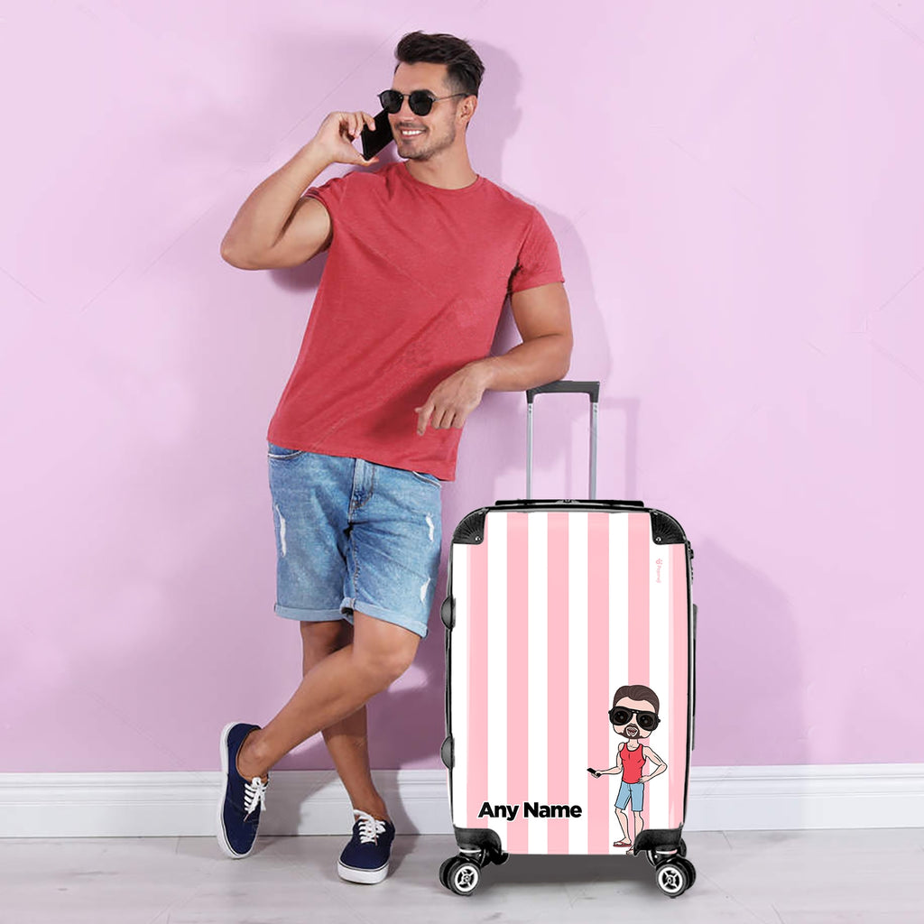 MrCB Personalised Light Pink Stripe Suitcase - Image 4