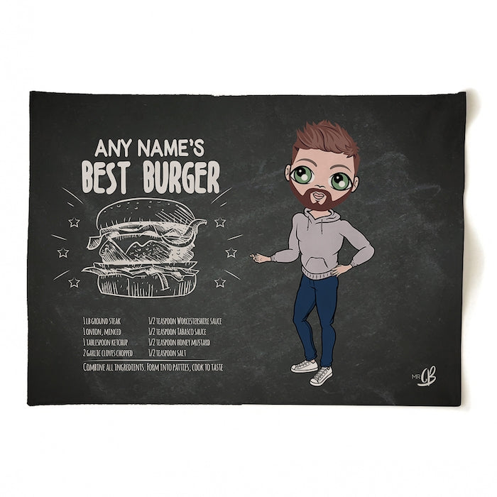 MrCB Personalised Best Burger Recipe Tea Towel - Image 1