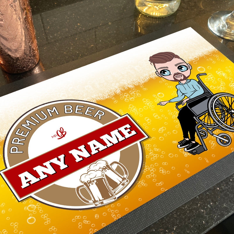 MrCB Wheelchair Personalised Beer Label Rubber Bar Runner - Image 2