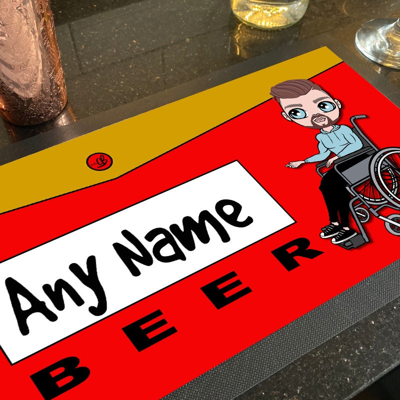 MrCB Wheelchair Personalised Beer Can Rubber Bar Runner - Image 2