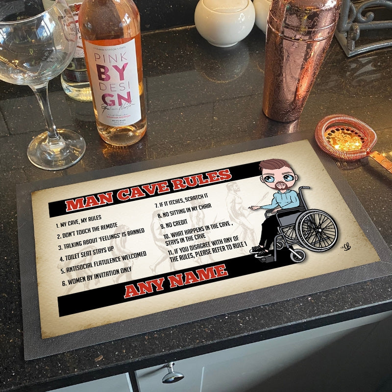 MrCB Wheelchair Personalised Man Cave Rules Rubber Bar Runner - Image 1