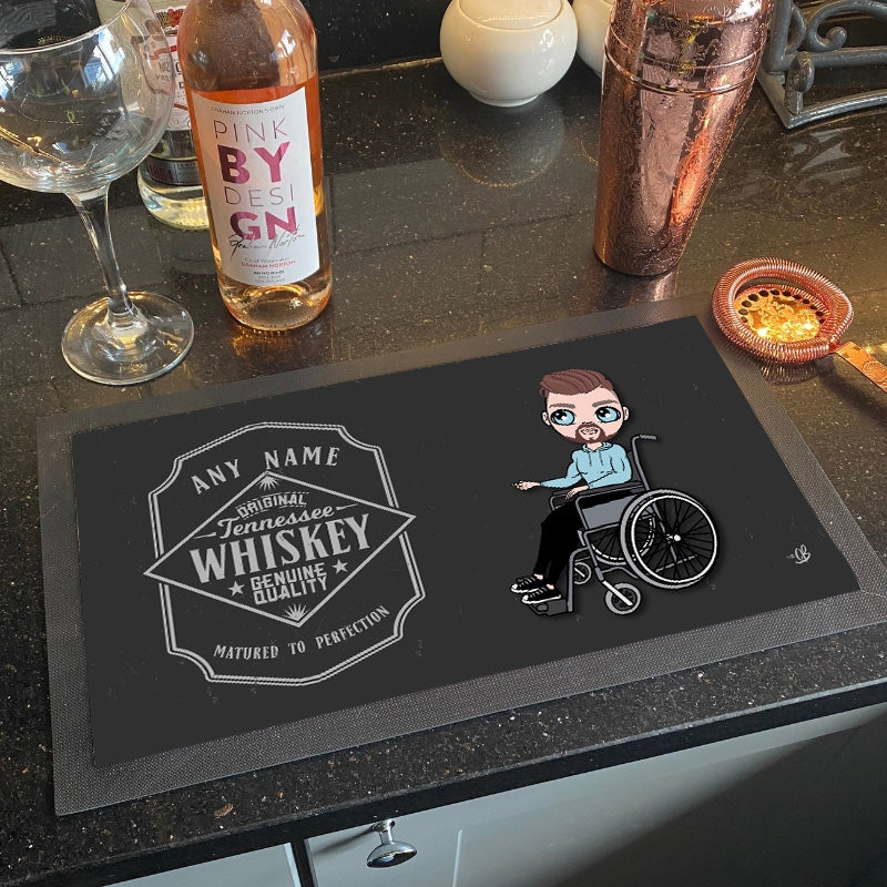 MrCB Wheelchair Personalised Whiskey Label Rubber Bar Runner - Image 1