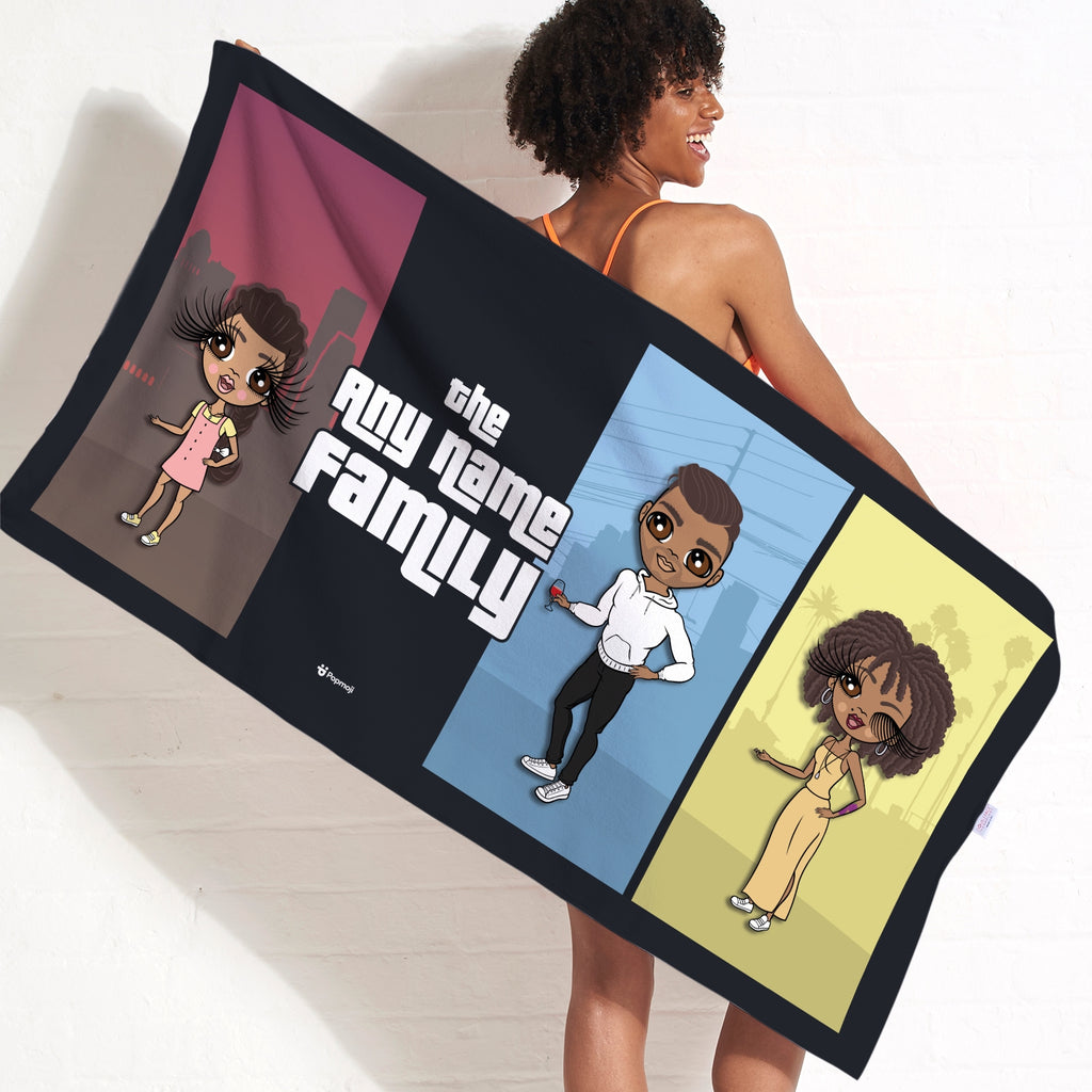 Multi Character Colour Blocks Family Of 3 Beach Towel - Image 1