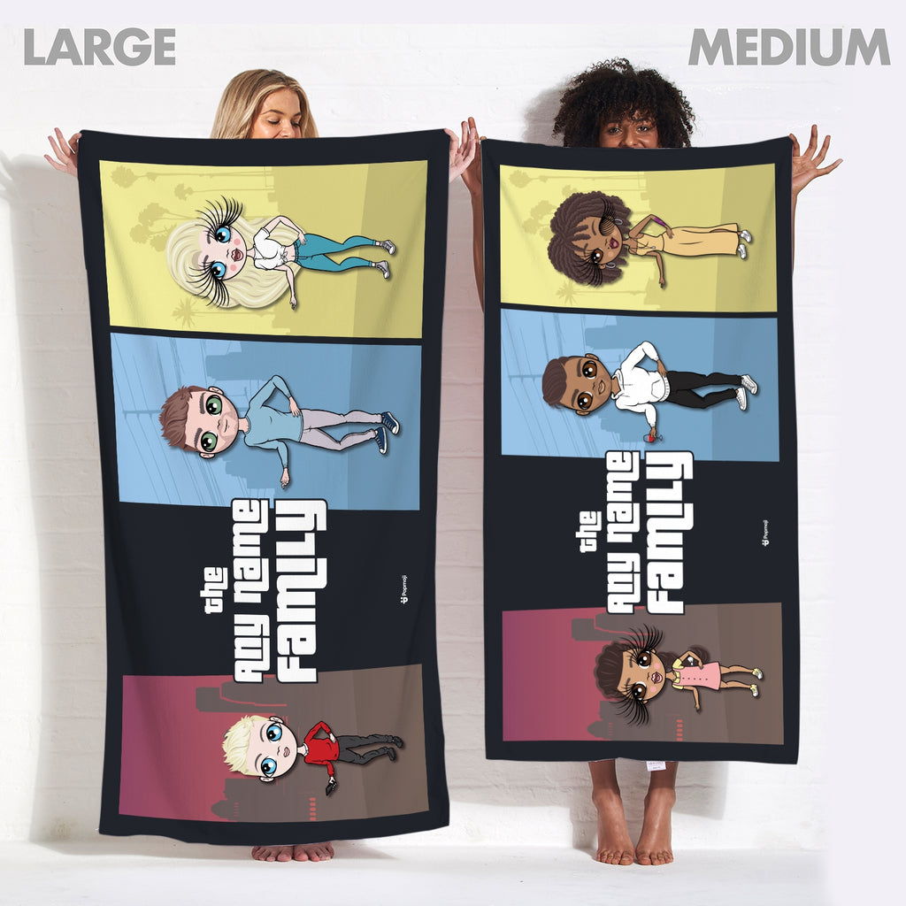 Multi Character Colour Blocks Family Of 3 Beach Towel - Image 4