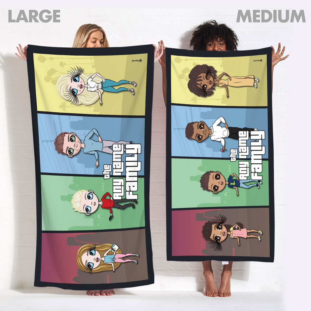 Multi Character Colour Blocks Family Of 4 Beach Towel - Image 4
