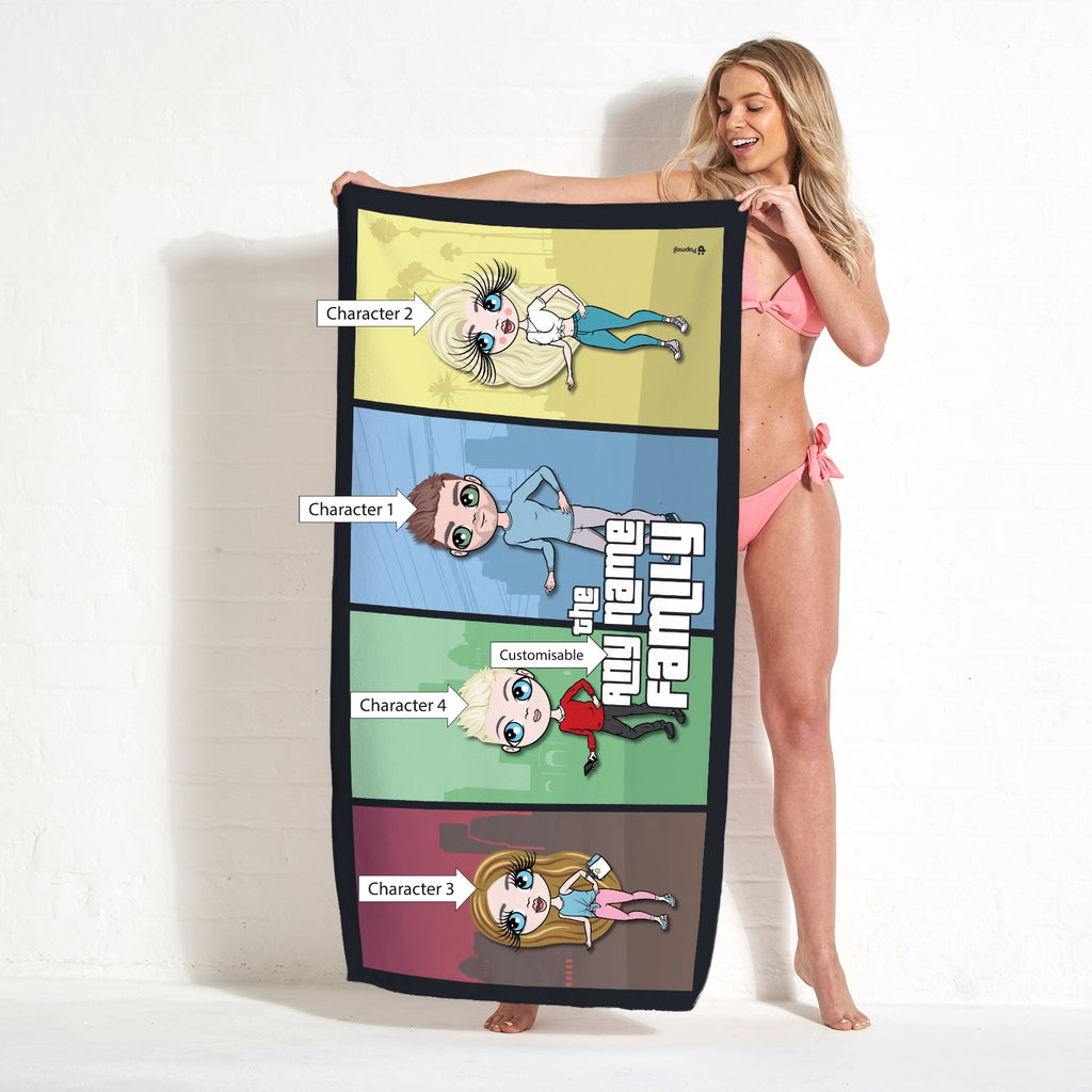 Multi Character Colour Blocks Family Of 4 Beach Towel - Image 2