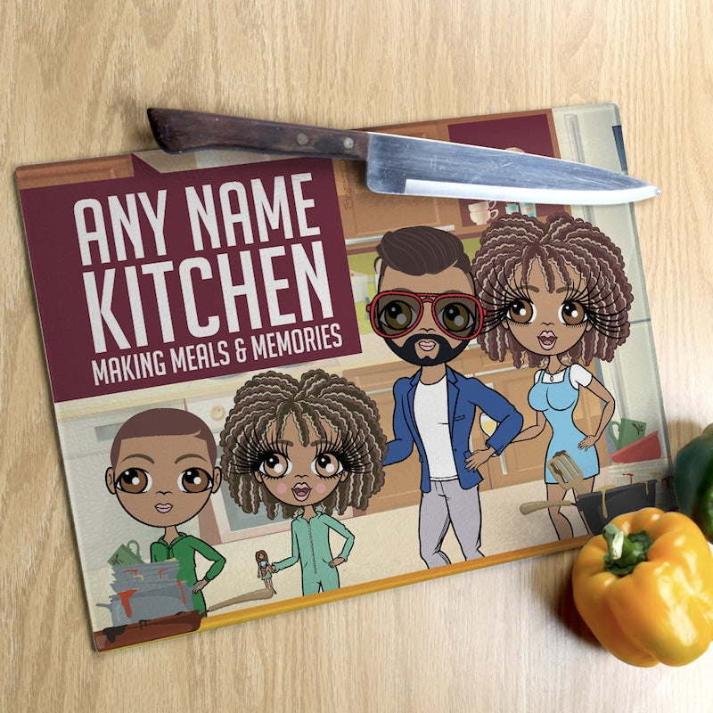 Multi Character Glass Chopping Board - Making Memories 2 Adults 2 Children - Image 2