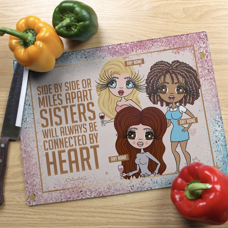 Multi Character Glass Chopping Board - 3 Sisters - Image 1