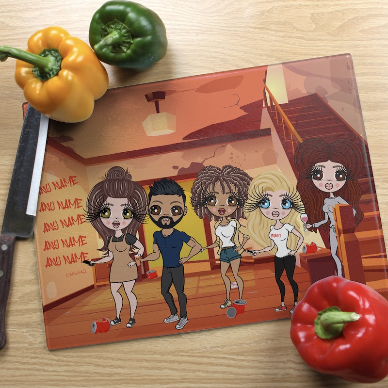 Multi Character Glass Chopping Board - Student House 5 Adults - Image 4