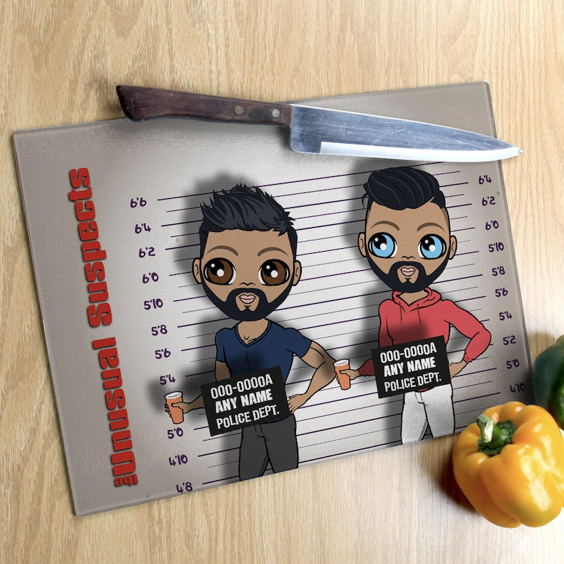 Multi Character Glass Chopping Board - Unusual Suspects 2 Adults - Image 1