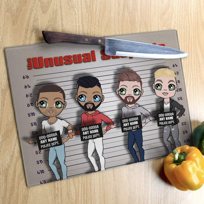 Multi Character Glass Chopping Board - Unusual Suspects 4 Adults - Image 1