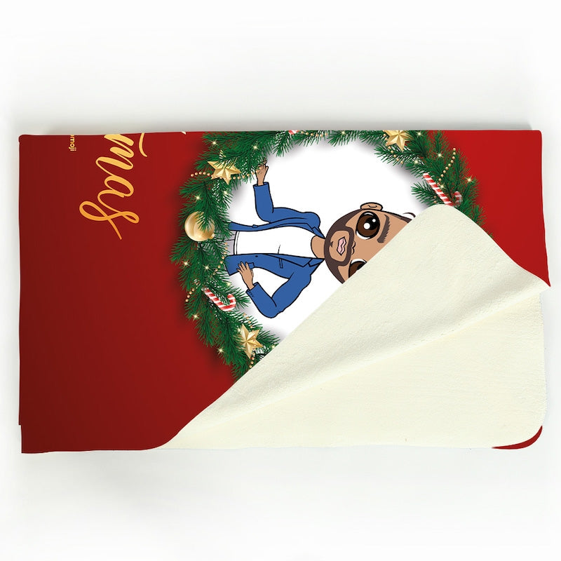 Multi Character Couples Merry Christmas Wreaths Fleece Blanket - Image 3