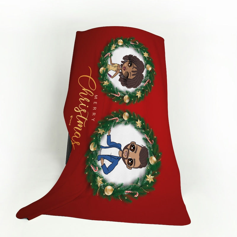 Multi Character Couples Merry Christmas Wreaths Fleece Blanket - Image 5