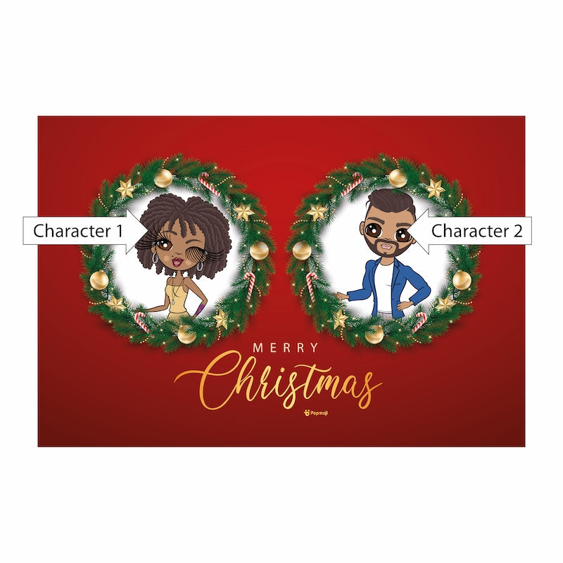 Multi Character Couples Merry Christmas Wreaths Fleece Blanket - Image 2
