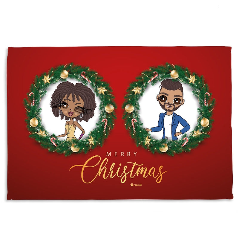 Multi Character Couples Merry Christmas Wreaths Fleece Blanket - Image 1