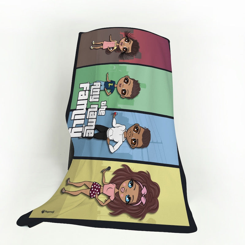 Multi Character Colour Blocks Family Of 4 Fleece Blanket - Image 6