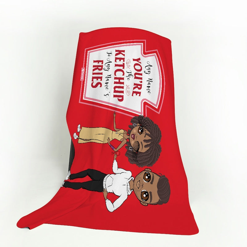Multi Character Couples Ketchup To My Fries Fleece Blanket - Image 5