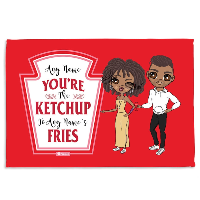 Multi Character Couples Ketchup To My Fries Fleece Blanket - Image 1