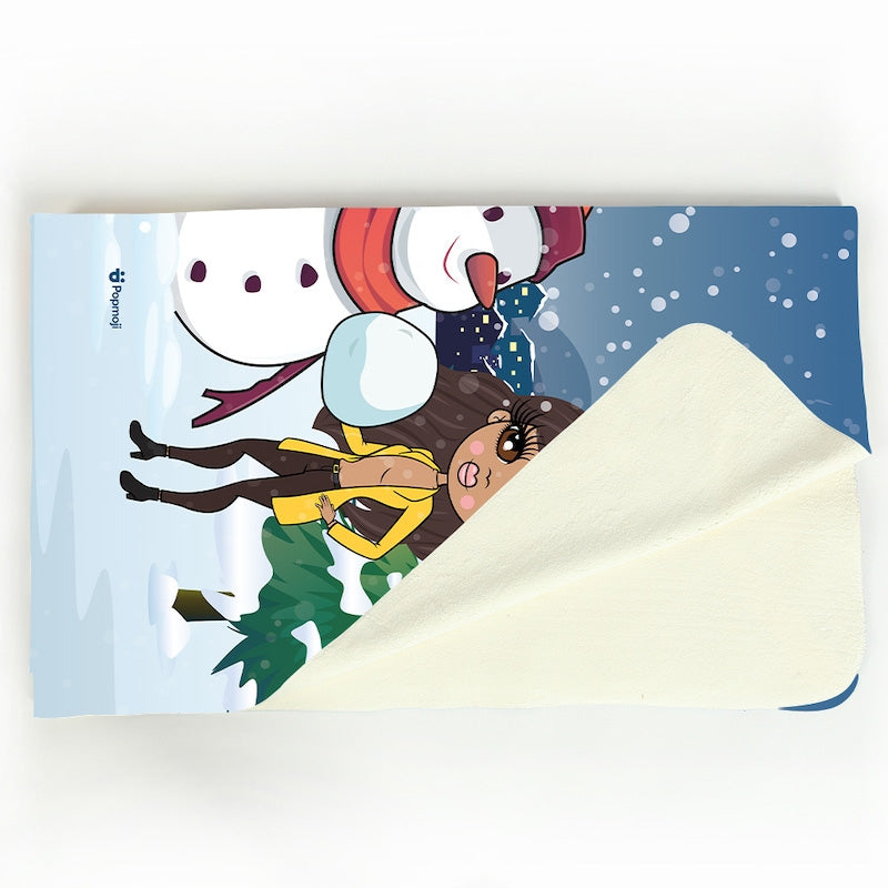 Multi Character Snow Fun Adult And Child Fleece Blanket - Image 3