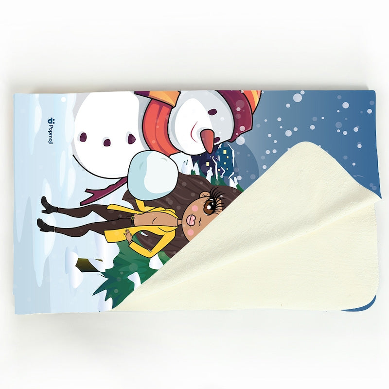 Multi Character Snow Fun Family Of 3 Fleece Blanket - Image 4