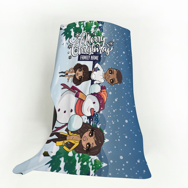 Multi Character Snow Fun Family Of 3 Fleece Blanket - Image 3