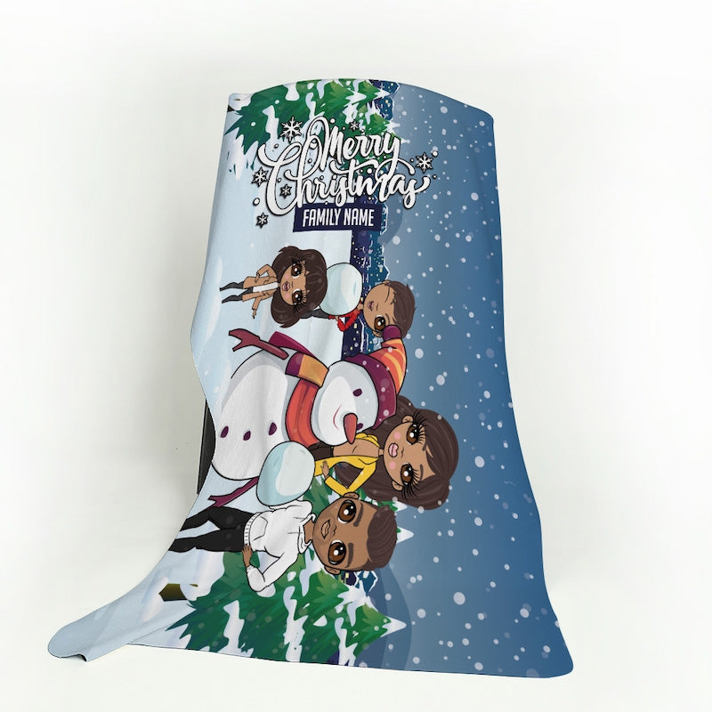 Multi Character Snow Fun Family Of 4 Fleece Blanket - Image 4