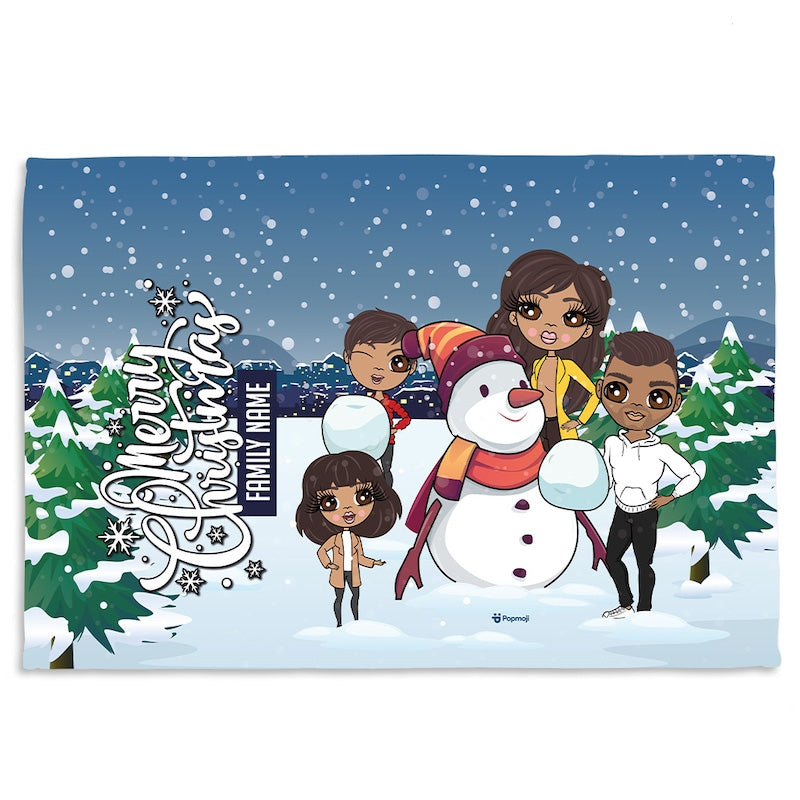 Multi Character Snow Fun Family Of 4 Fleece Blanket - Image 1