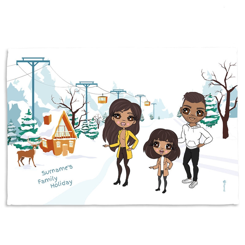 Multi Character Winter Holiday Family Of 3 Fleece Blanket - Image 1