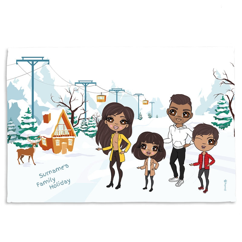 Multi Character Winter Holiday Family Of 4 Fleece Blanket - Image 1