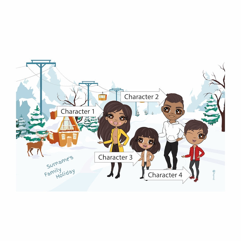 Multi Character Winter Holiday Family Of 4 Fleece Blanket - Image 2