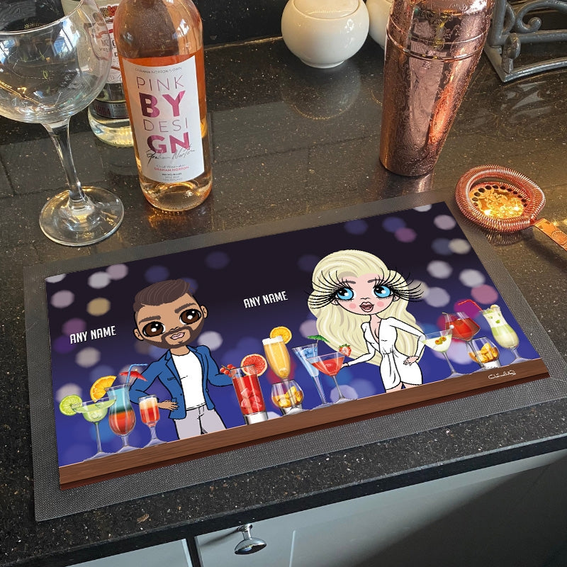 Multi Character Personalized Cocktail Sparkles Rubber Bar Runner - Image 1
