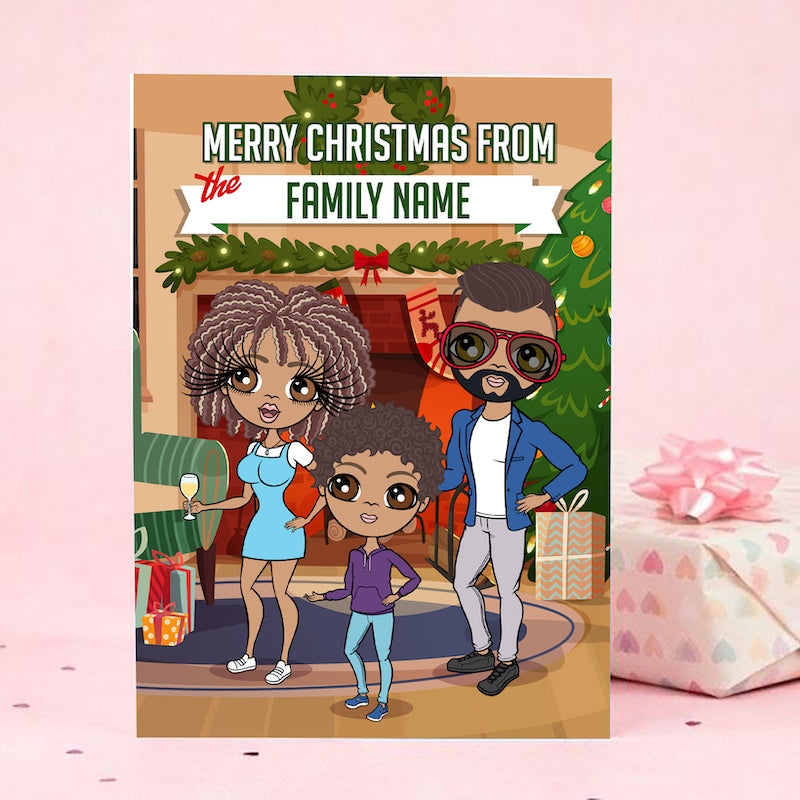 Multi Character Family Of 3 Merry Christmas Card - Image 1