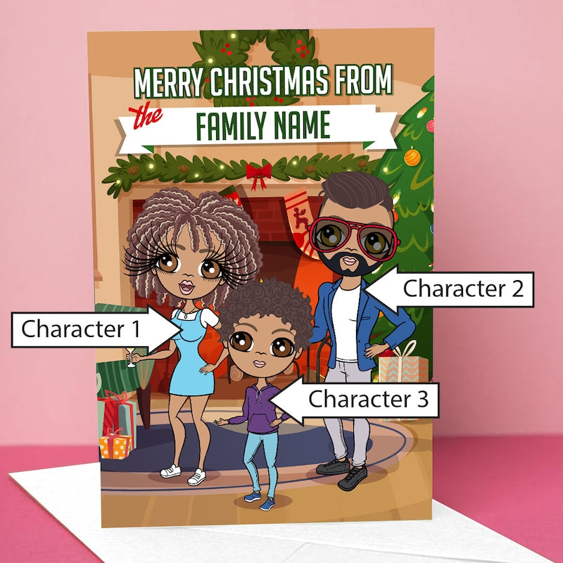 Multi Character Family Of 3 Merry Christmas Card - Image 2